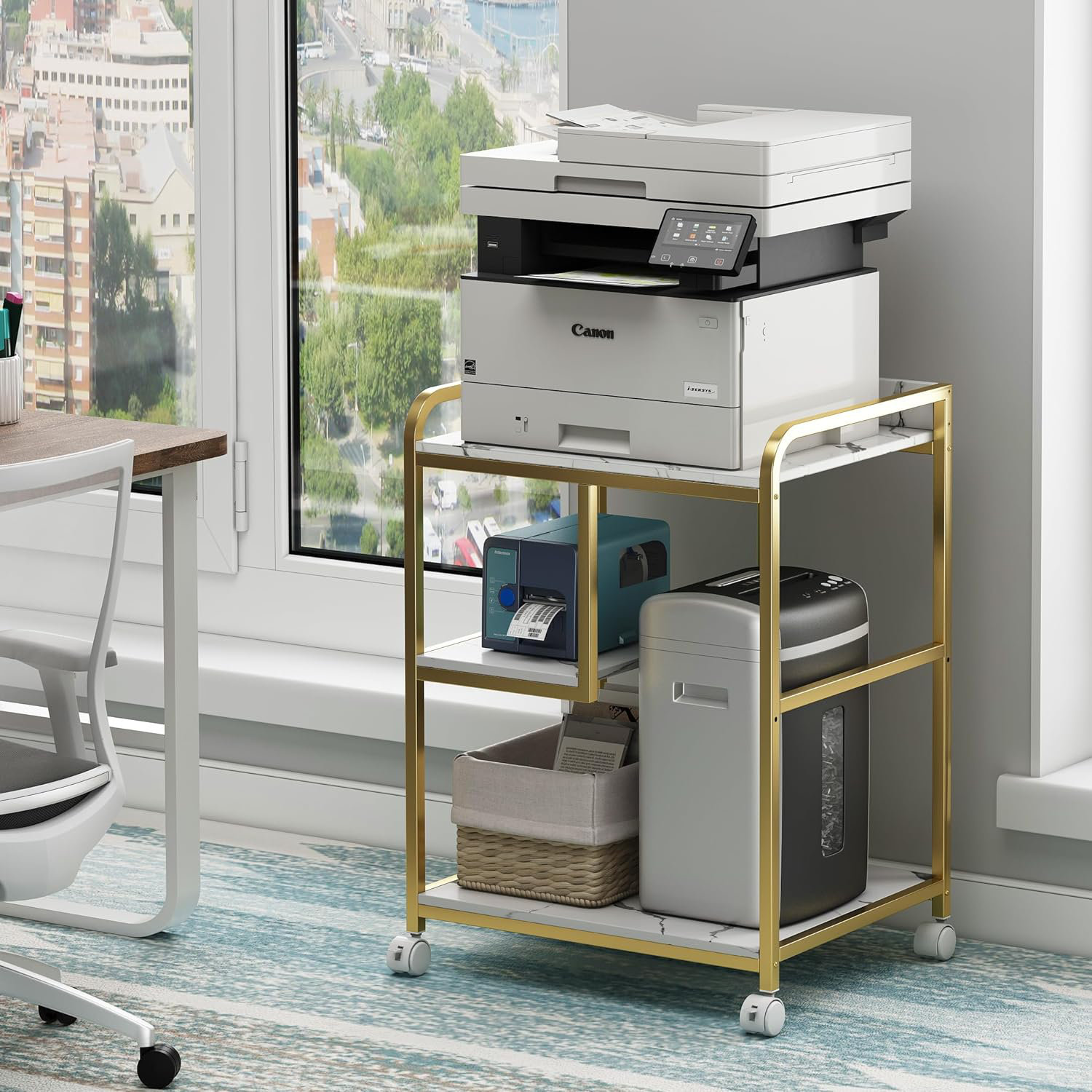 Co-t Large Printer Table Stand With Shelf For Computer Tower, CPU And ...