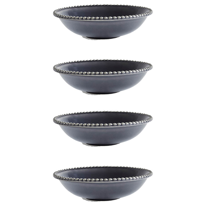 MM Living Set Of 4 Stoneware Bobble Pasta Bowl 21cm, Grey