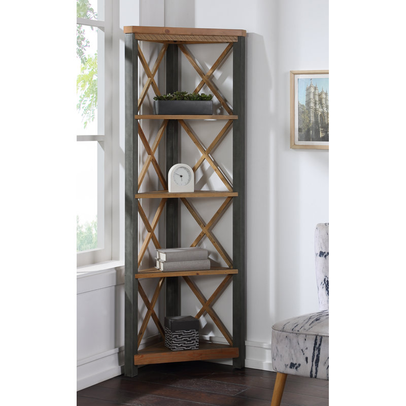 Calton 177 cm H x 66 cm W Steel Corner Bookcase
