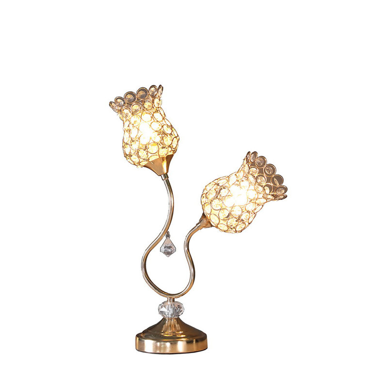 Lampe de table en métal or rose 18,75 "Trompette Glam