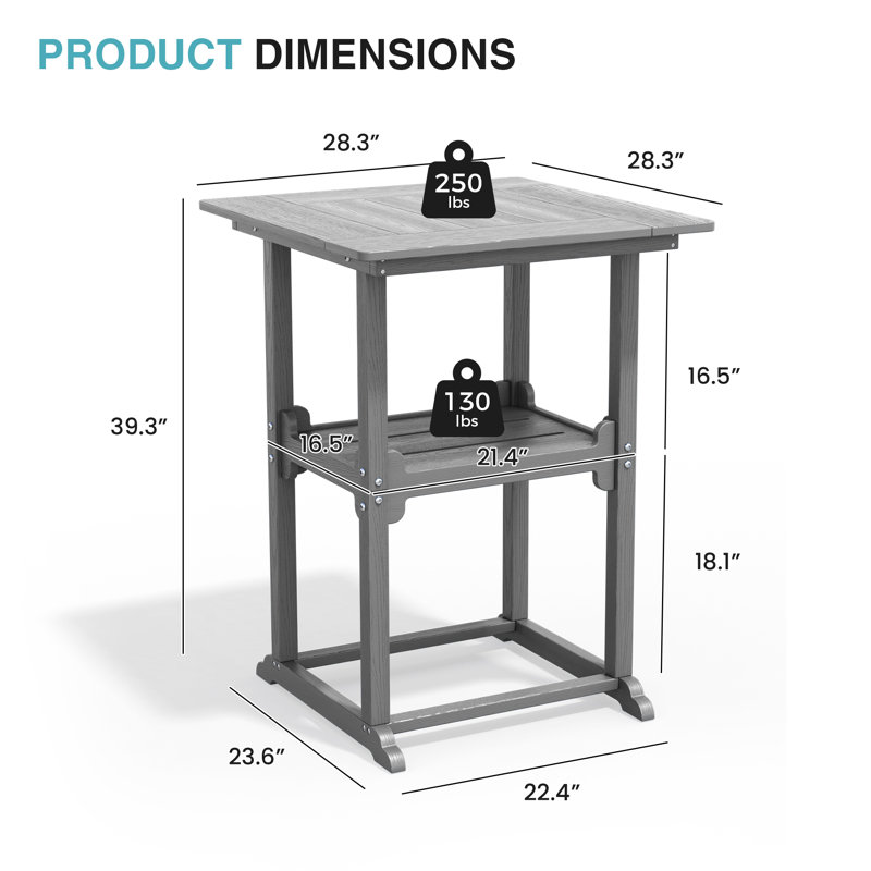 Table de patio carrée Pennington Cedartown, Gris