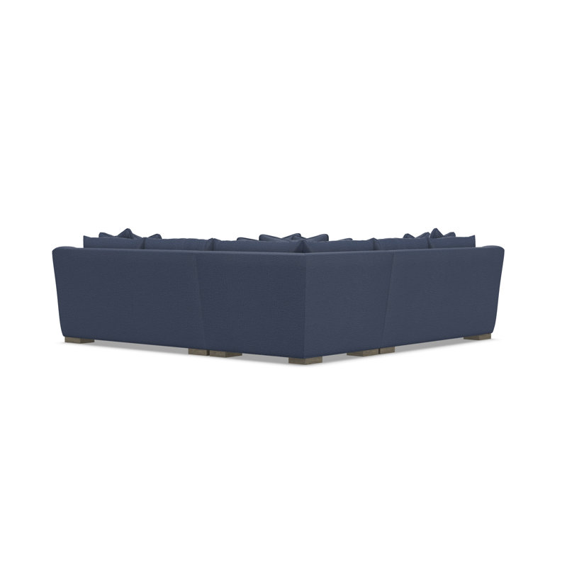 Gabi 5-Piece Fabric Sectional, Blue Polyester, 35" H x  110" W x 110" D, Symmetrical