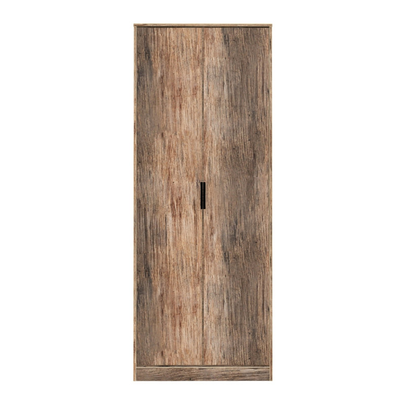 Fully Assembled 2 Door Wardrobe, Old Oak Wood Veneer