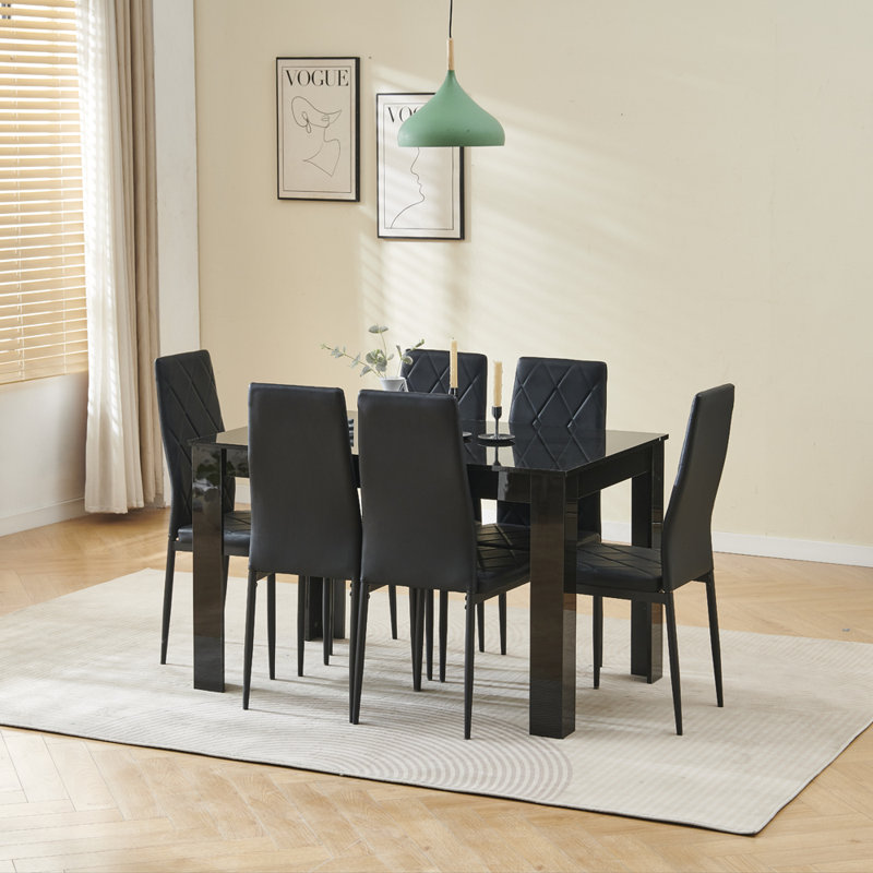 Dining Set, Black Leather Chairs#6