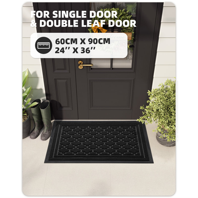 Ingelbert Personalizable Non-Slip Doormat, Black, 24" W x 36" L