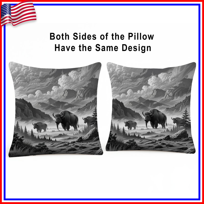 Coussins Majestic Bison Landscape, 14 X 14 pouces