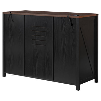 Armoire-bar 53 po avec armoire de réfrigérateur et prise de courant, buffet cannelé pour salon, cuisine