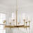 42" W x 21" H 8-Light Chandelier in Aged Brass with White Fabric Shades and Designer Canopy-124212396-124212394