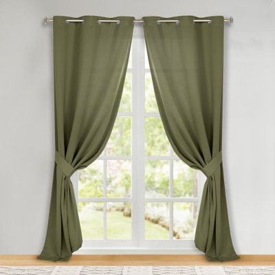 Millendon Energy Saving Modern Polyester Grommet Room Darkening Curtain Pair