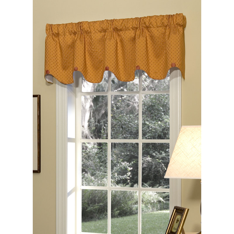 Diamond Scalloped Erin Valance with Orange Buttons, Orange/Spice