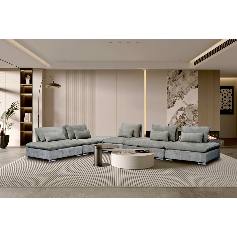 Baseler Upholstered U-Shaped Sectional Reversible, Gray