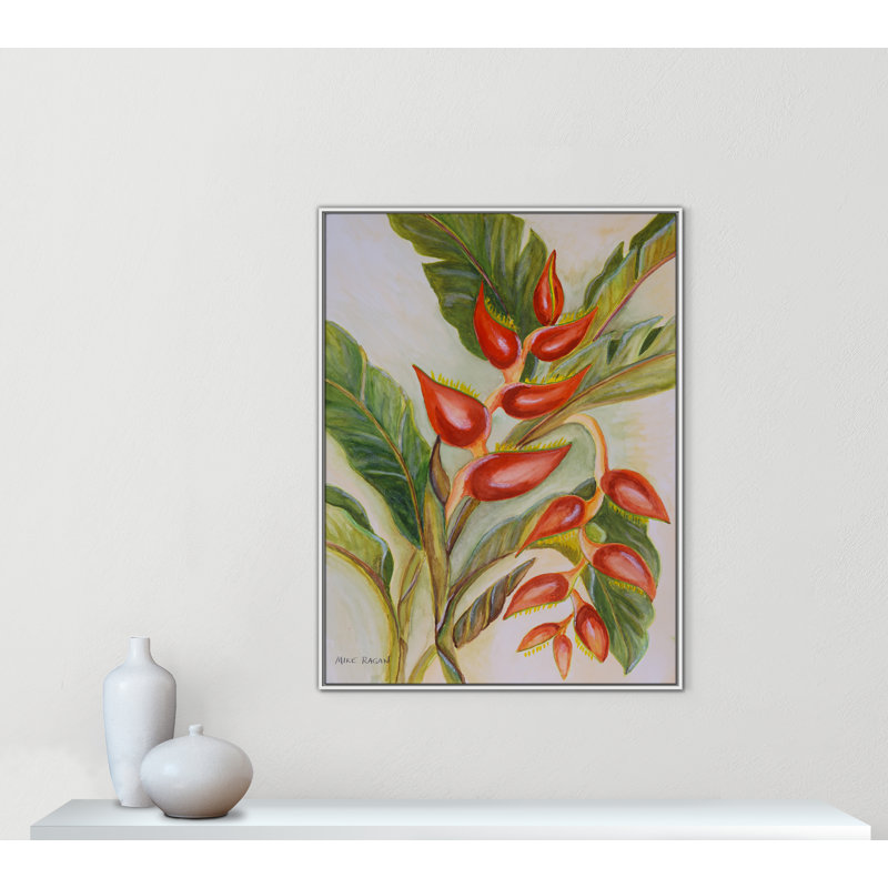 Imprimé Heliconia par Mike Ragan pour , H 49,5 po x l 37,5 po, Blanc