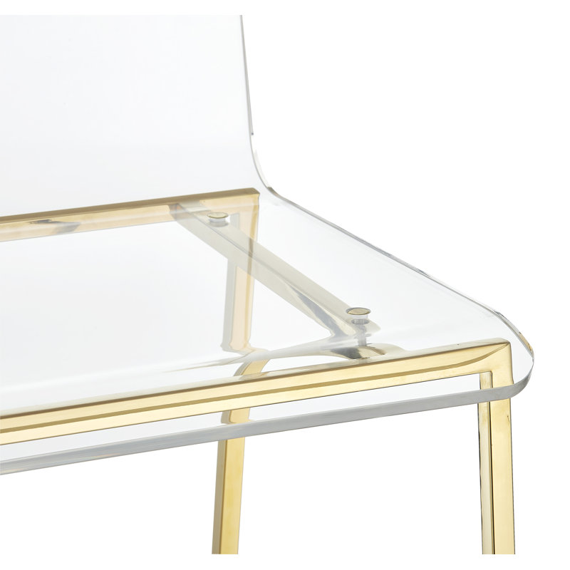 Cambria Transparent Counter Stool with Gold Metal Legs, Gold