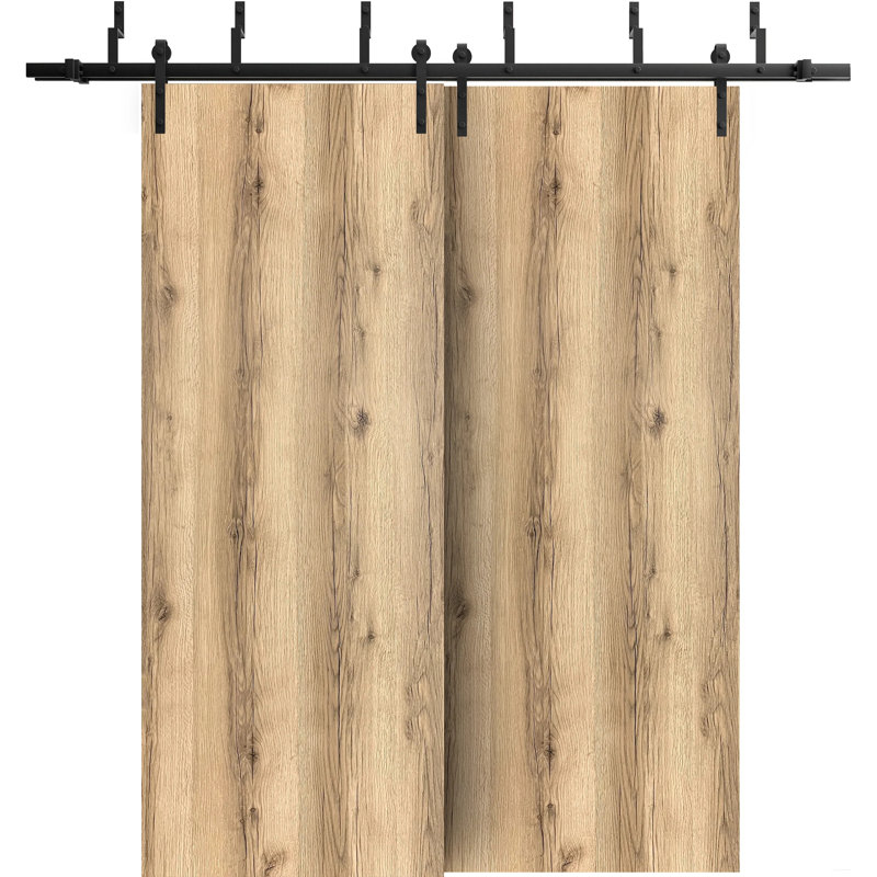 Panelled Wood Planum Sliding Closet Doors, Oak, 84" x 80"