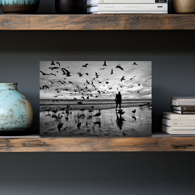 Oiseau de plage solitaire, H 12 po x l 18 po