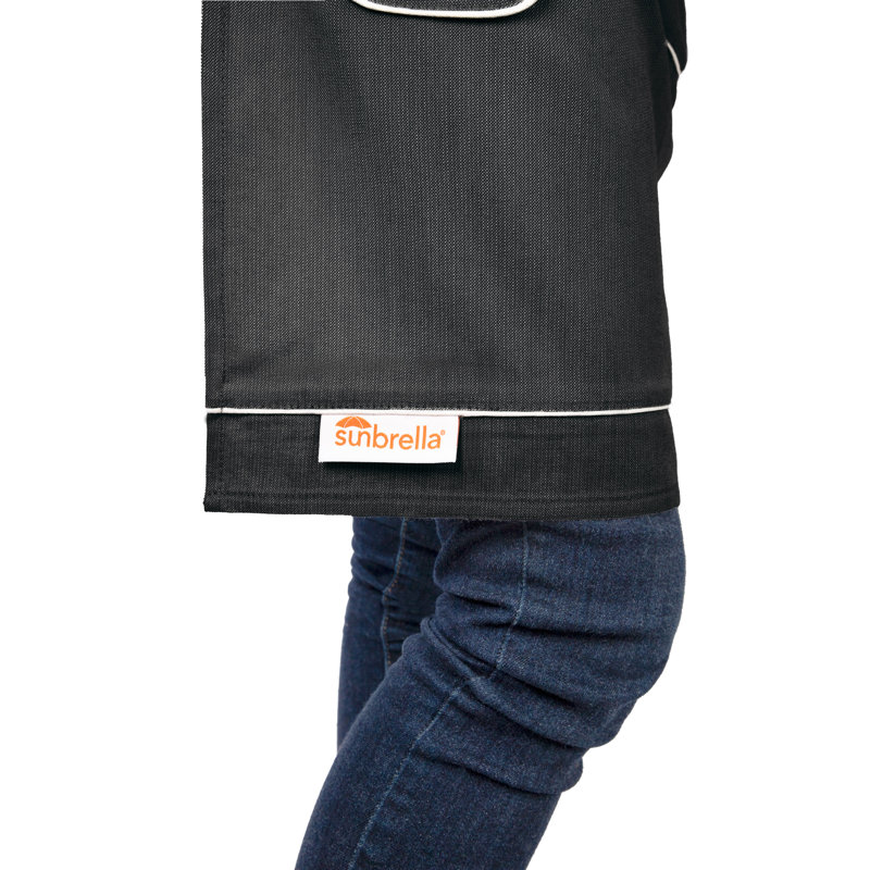 Tablier Sunbrella par Gracie Oaks 24 po x 28 po, avec sangle de cou réglable de 23 po, avec poches, résistant aux taches