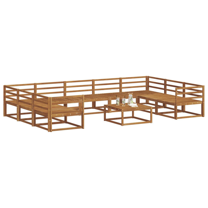  Outdoor Sofa Set 10 Pcs Natural Solid Acacia Wood