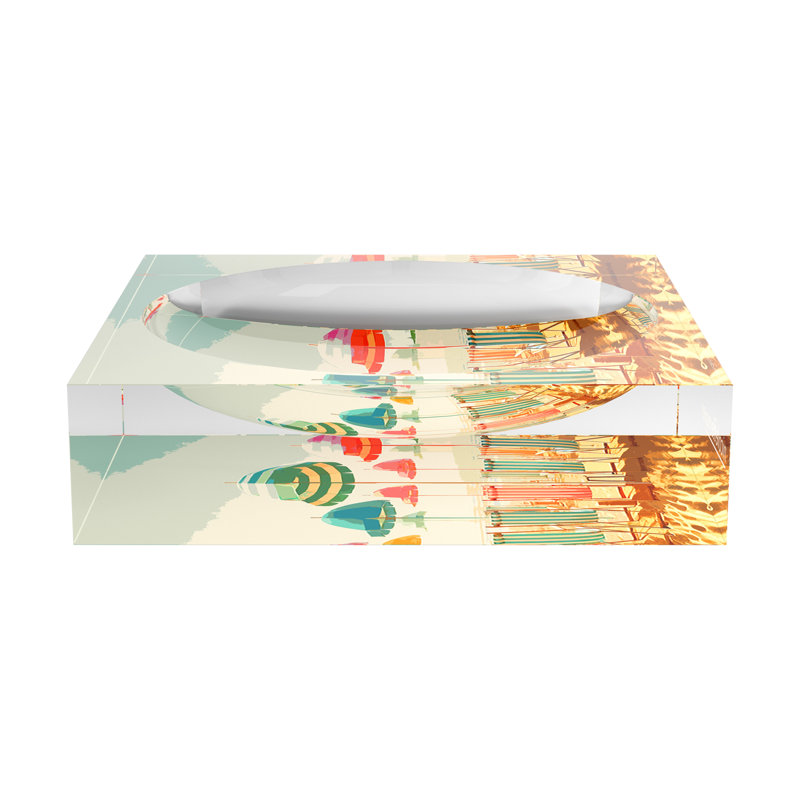 Beach Umbrella Pastels Acrylic Decorative Tray, 6"W x 6"D x 2"H
