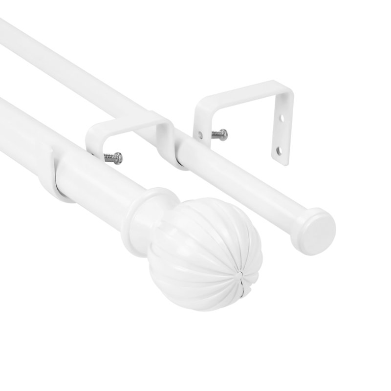 Tringle à rideaux double Bradfield, H 1 po x l 48 po x P 1 po, Blanc