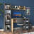 Modern Study Desk & Bookshelf Set, Walnut & Anthracite, 100% Melamine Coated Particle Board, Desk Height: 29.0 inches | Stylish Wall Shelf: 47.2 x 9.8 x 7.9 inches | Functional Home Office Solution-1371715849-1371717367