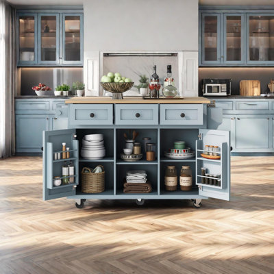 Bobbe Rolling Kitchen Cart with Solid Wood Top by Lark Manor