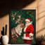 Père Noël rétro noir encadré avec art mural de style rétro-1657080435