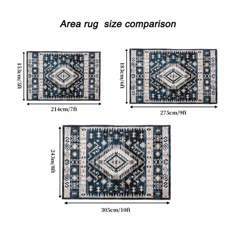 Tapis lavable rectangulaire pour la maison et le bureau, Rectangle 6 pi x 9 pi