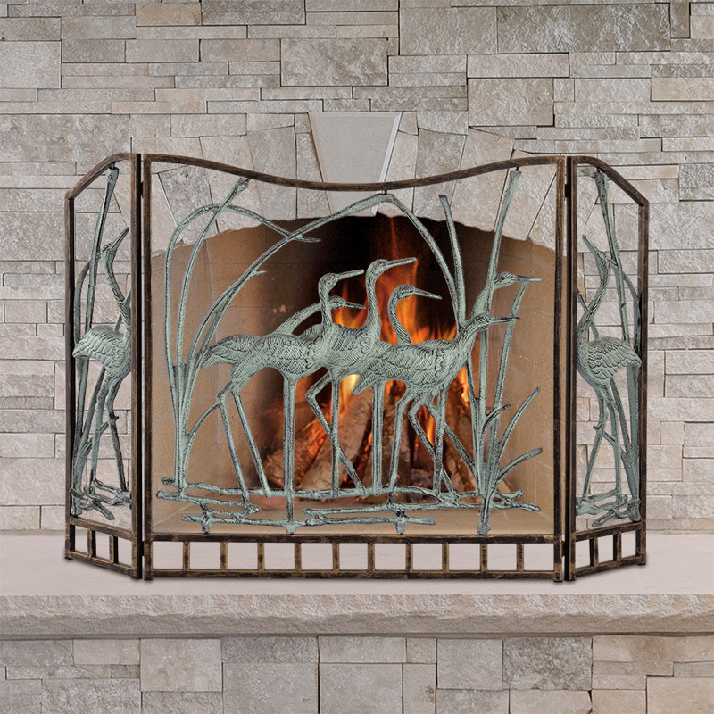 Crane Flock Decorative Fireplace Screen