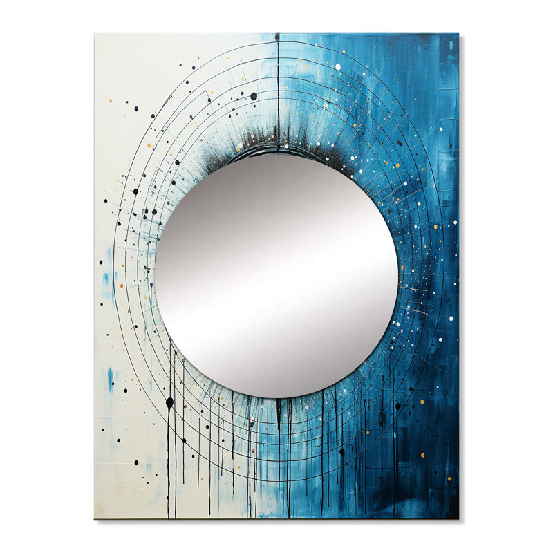 Blanc blanc bleu minimalisme lune - miroir décoratif minimaliste, grand miroir mural moderne, impression d'art en métal