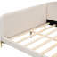 Lit de jour rembourré pleine grandeur beige - Conception avec accoudoirs et tête de lit avec tête de lit, système de pieds robustes de style moderne-1615668681-1615668684