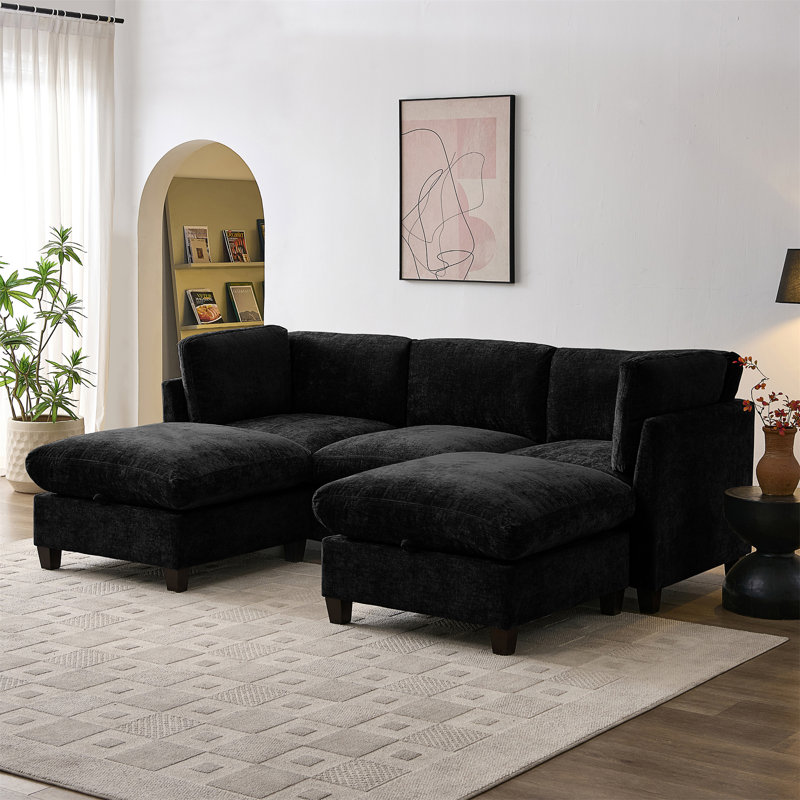 Canapé modulaire 96,5 "pour le salon, Noir