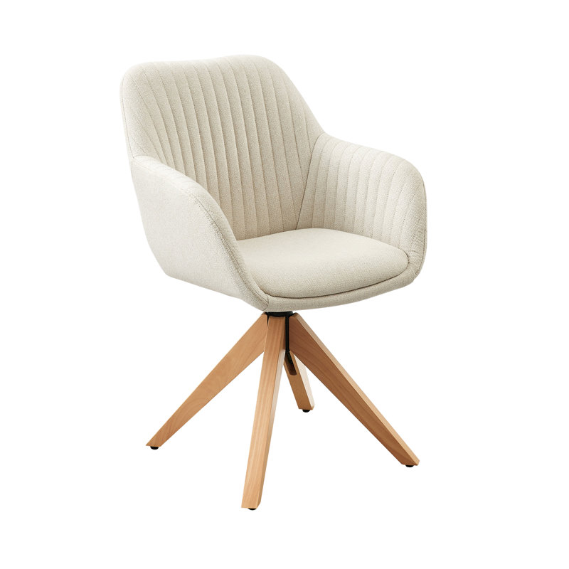 Upholstered Swivel Office Desk Chair, Off White