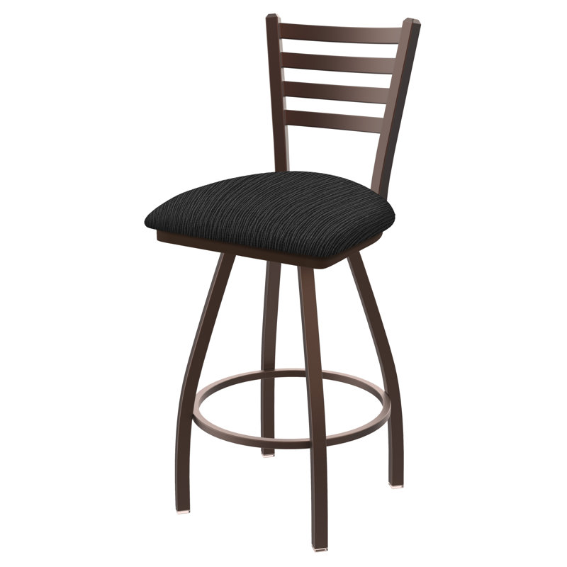Tabouret de bar pivotant de 36" Evers, Bronze, Tissu - charbon graphique, Tabouret de bar (siège d’une hauteur de 30 po)