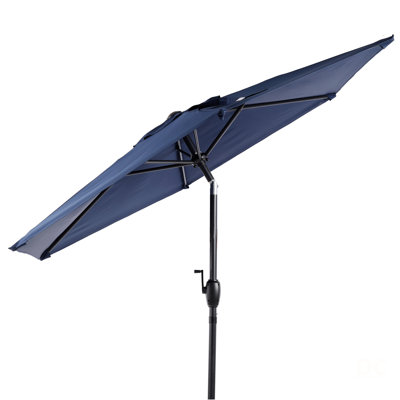 Parasol de jardin 7,5 pi, parasol de jardin extérieur, parasol avec bouton-poussoir et mécanisme à manivelle pour le jardin, la terrasse, la piscine et la cour arrière, sans base de parasol, bleu