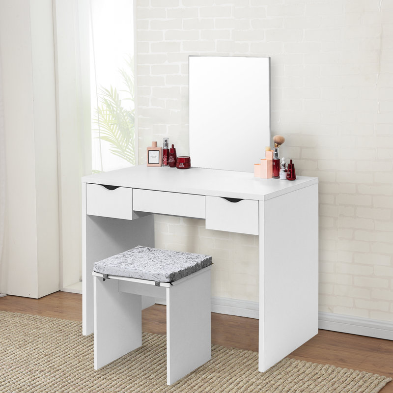 Evonne Dressing Table with Mirror, White