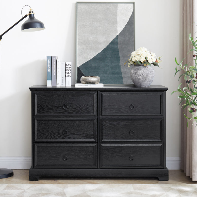 Commode à 6 tiroirs Modern Farmhouse pour chambre à coucher, commode de tiroir de chambre en bois avec 6 tiroirs de rangement, commode à 6 tiroirs pour chambre