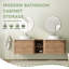 Meuble-lavabo flottant mural 72 po avec comptoir en quartz et portes et tablettes de rangement à fermeture en douceur-248683853