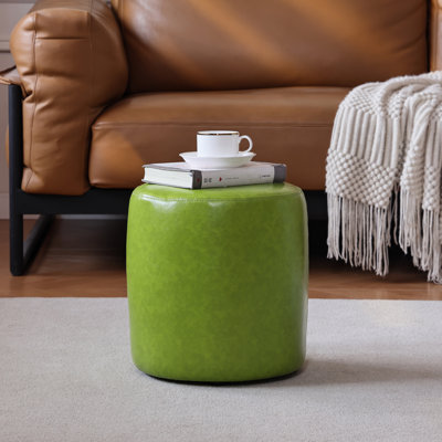 Petit repose-pieds rond en similicuir de 11,8 po