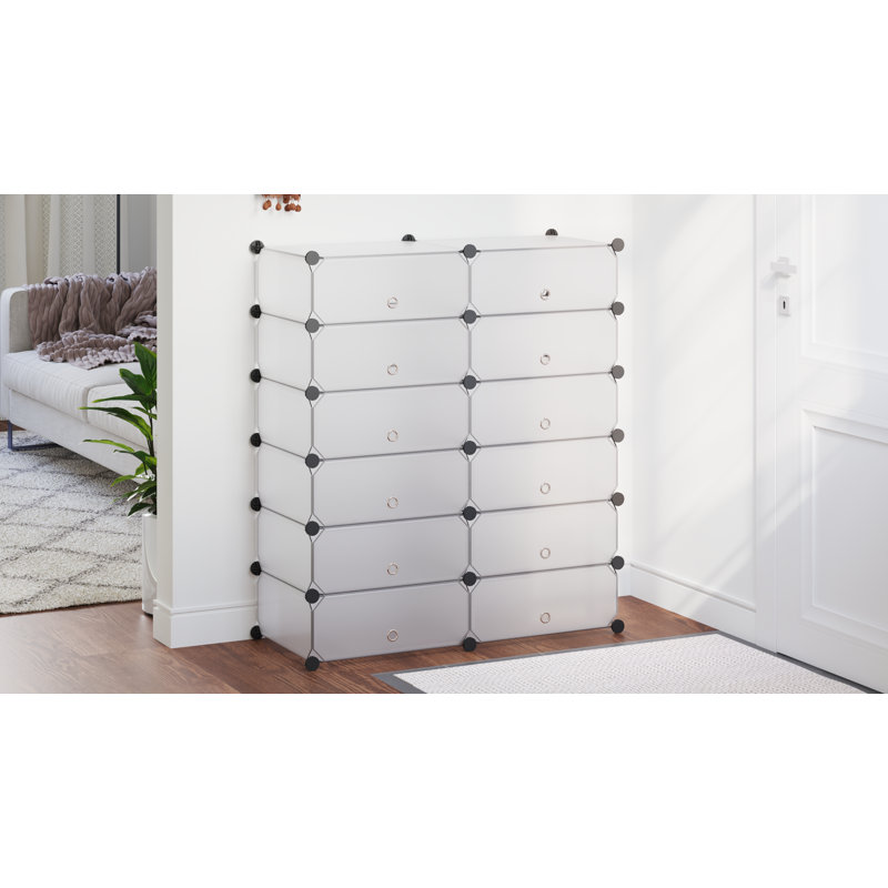 12 Pair Stackable Shoe Storage Cabinet