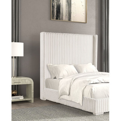 Bedroom Furniture White Color Contemporary 1pc Twin Size Bed Fur Chenille Fabric Mattress Ready