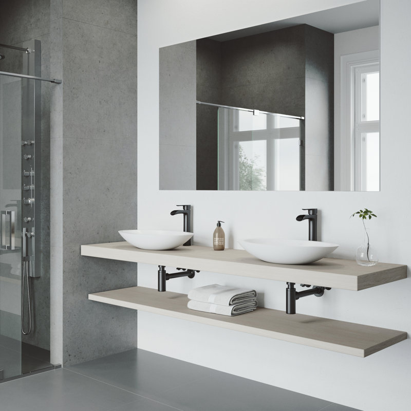 Robinet de lavabo de salle de bain monotrou à poignée simple Niko, Sans bonde escamotable, Noir mat