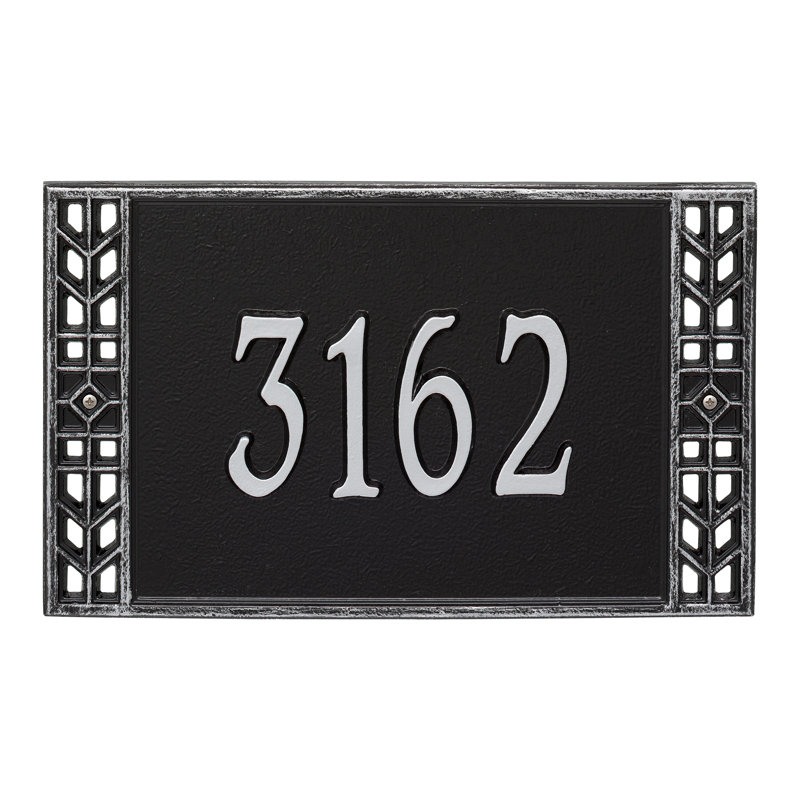 Boston Personalized Standard 1-Line Wall Address Plaque, Black/Silver, Yes