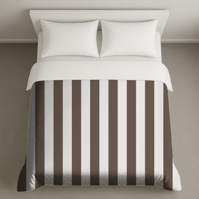 Housses de couette à rayures brunes et blanches, Lit simple
