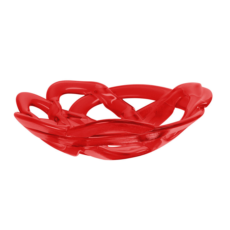 Basket Crystal Decorative Plate, Small (3" H x 12" W x 12" D), Red