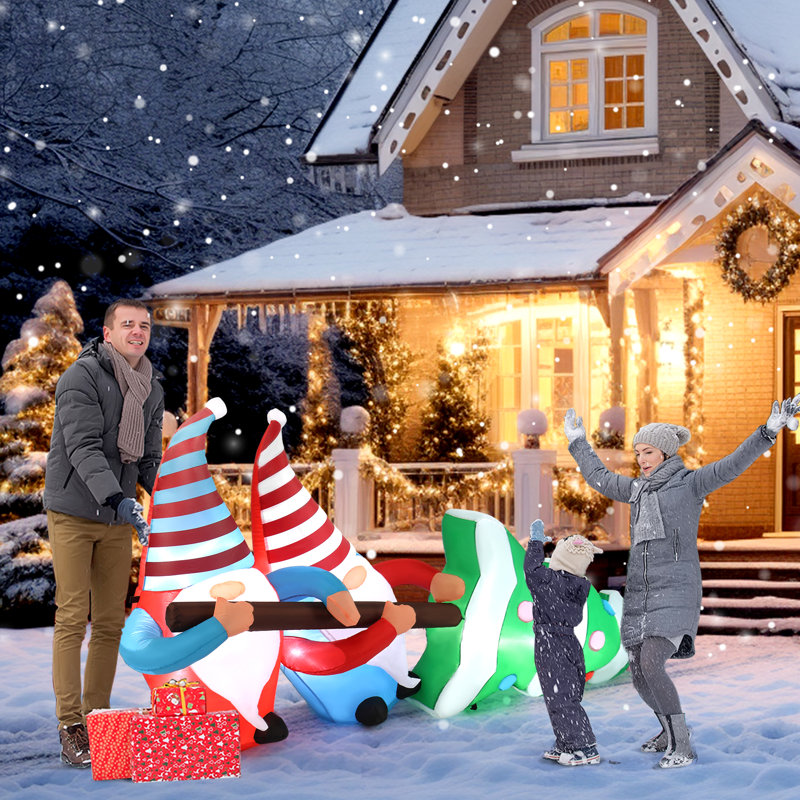 Décoration de Noël gonflable de Noël en forme de gnomes illuminés 7 pi