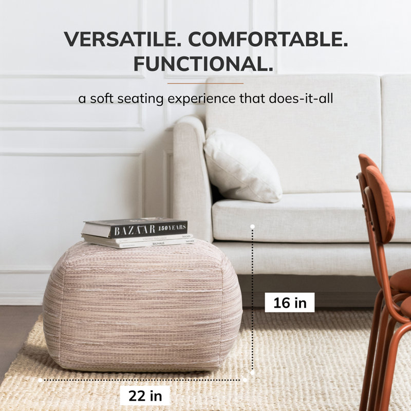 Ambler Upholstered Pouf, Beige