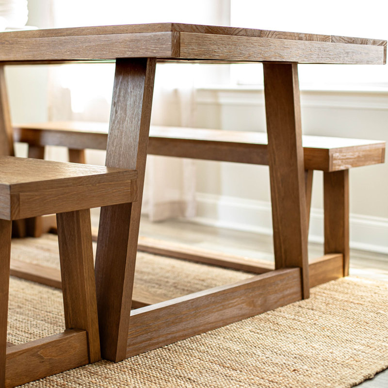 Linzy Pine Solid Wood Dining Table, 36" W x 72" L, Pecan Wirebrush