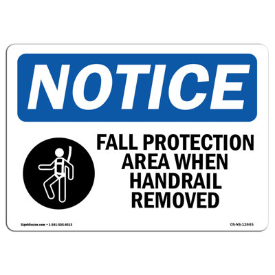 Fall Protection Area When Handrail Sign