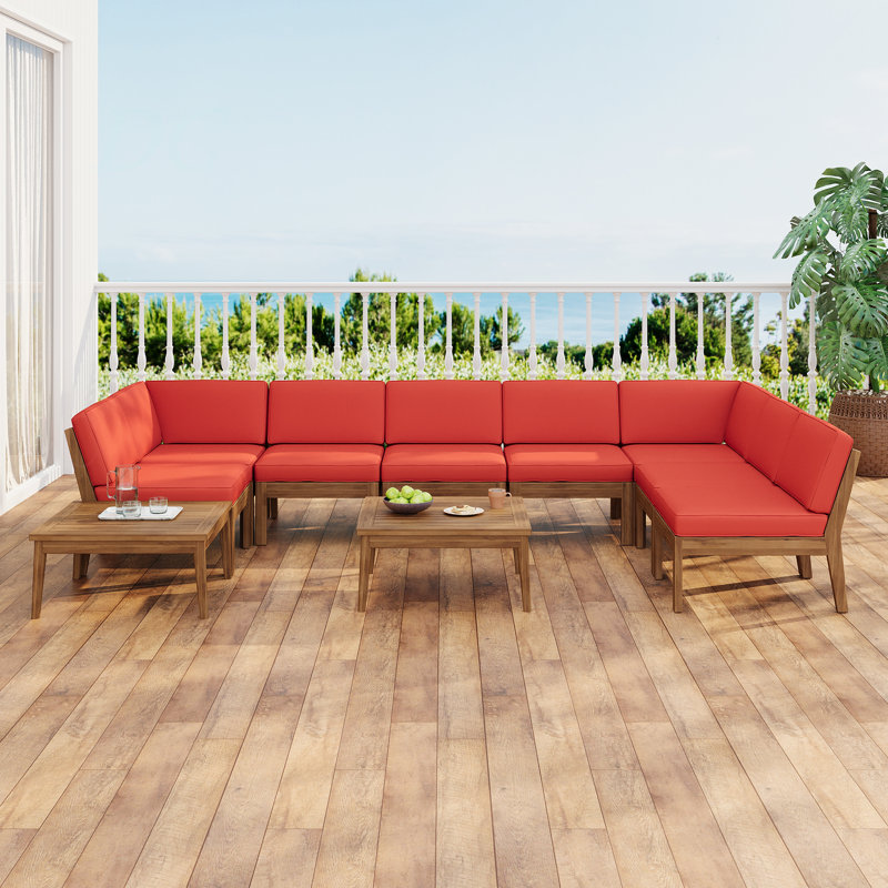 Ensemble de canapés modulaires en bois 8 places Grenade Acacia