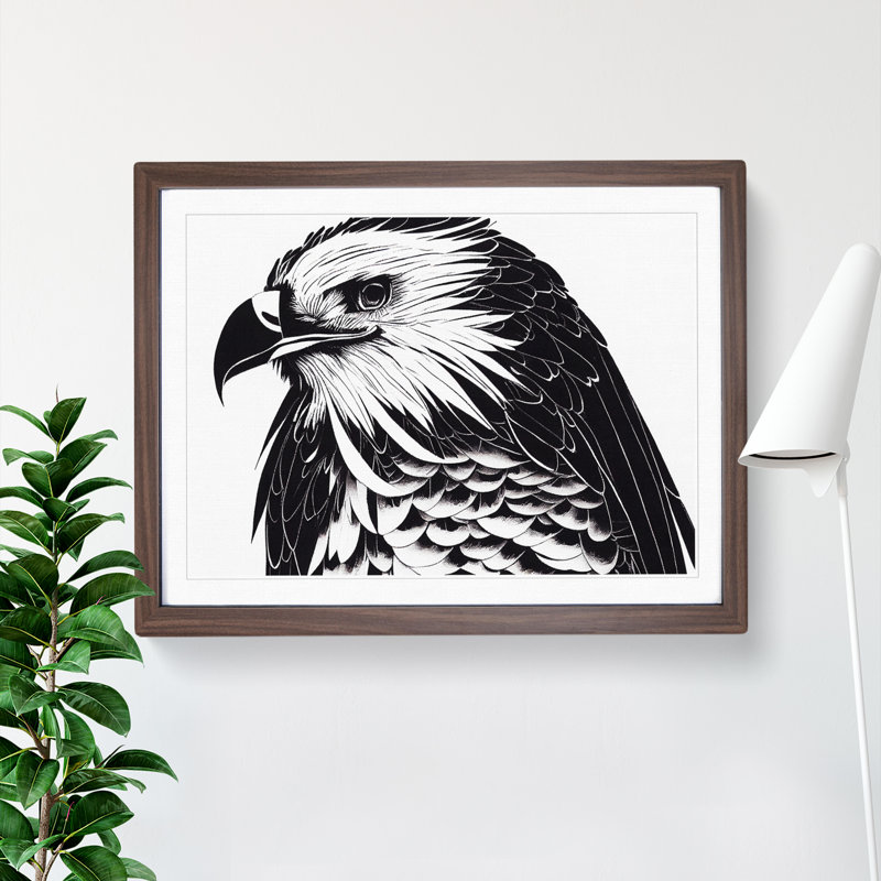 XH1022-9200X Tremendous Eagle Bird 1 Piece Single Picture Frame Painting, 46cm H x 64cm W x 2cm D, Walnut